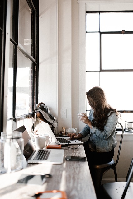 Girl working in office